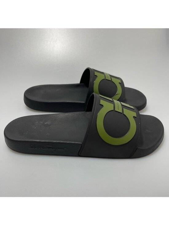 Salvatore Ferragamo Groove Pool Slides Size 9 $295. Lightly Used. Box Included.